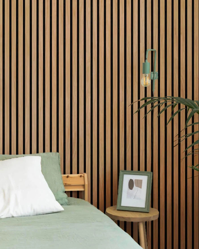 Premium Acoustic Slatted Wall Panel | Natural Wood
